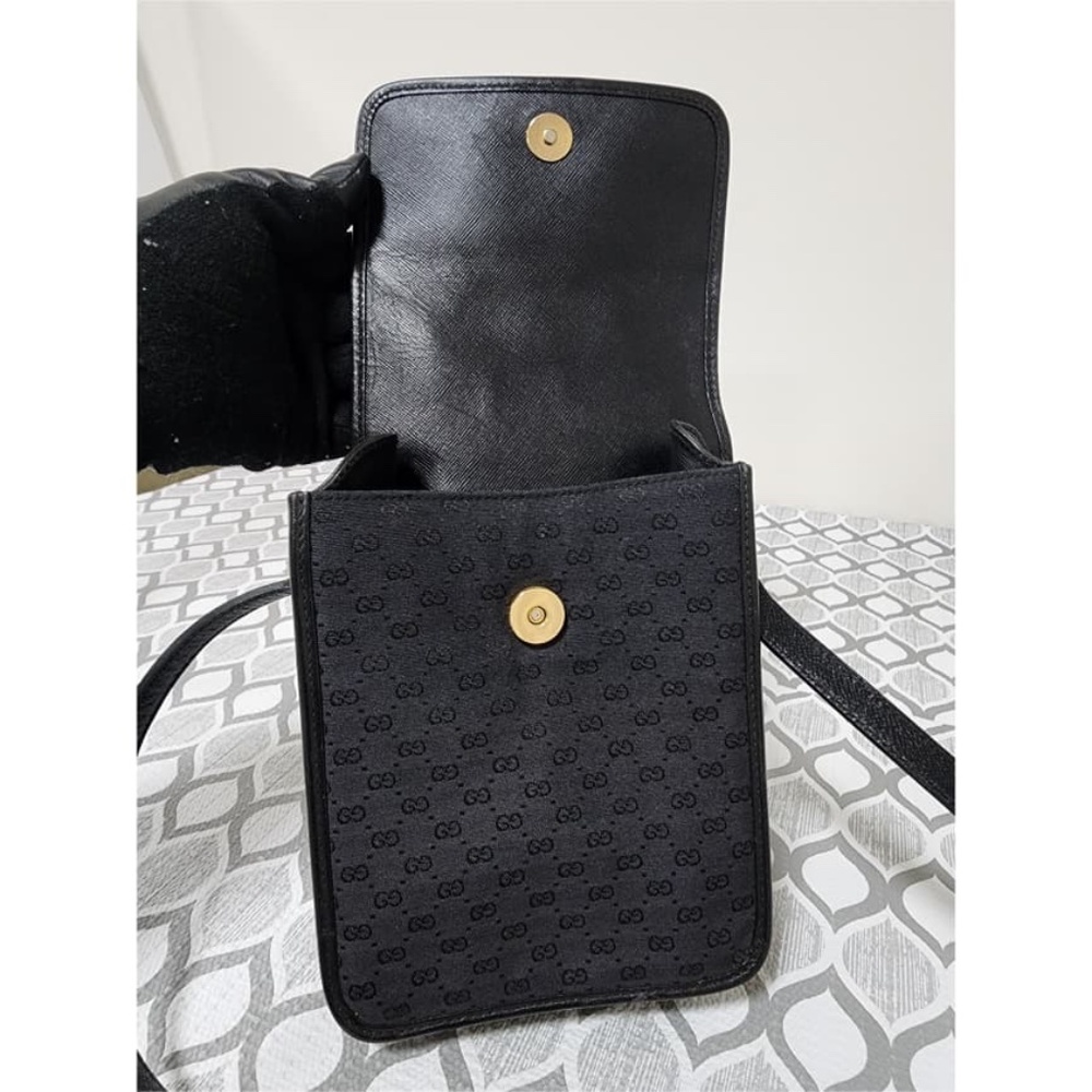 Authentic GUCCI Vintage Micro GG Canvas Bamboo Shoulder Bag Black - Picture 8 of 11